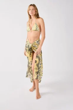 Best ETAM Pareo de algodón estampado ESTAMPADO FONDO AMARILLO