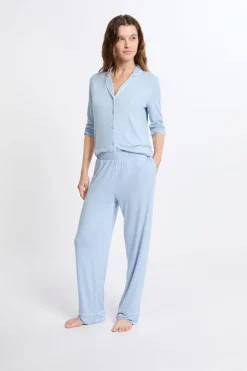 Outlet ETAM Pijama de 2 piezas de manga larga AZUL CIELO
