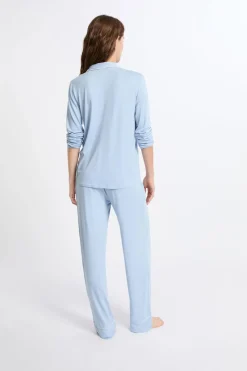Outlet ETAM Pijama de 2 piezas de manga larga AZUL CIELO
