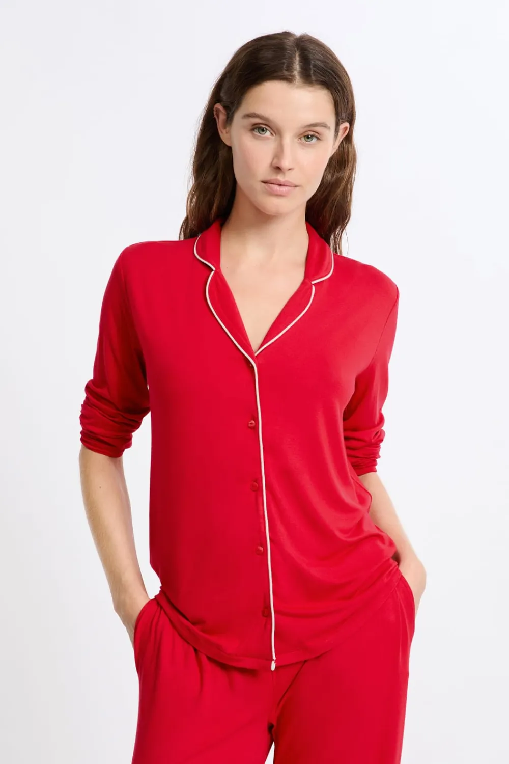 ETAM Pijama de 2 piezas de manga larga ROJO