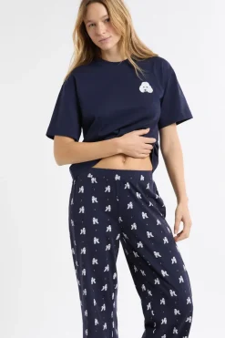 ETAM Pijama de dos piezas con estampado de perros marino