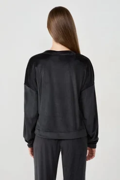 New ETAM Pijama de terciopelo sudadera NEGRO