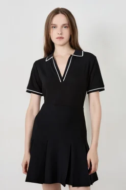 ETAM Polo de manga corta de algodón NEGRO
