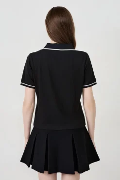 ETAM Polo de manga corta de algodón NEGRO