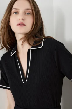 ETAM Polo de manga corta de algodón NEGRO