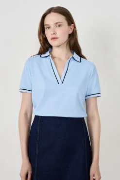 Hot ETAM Polo de manga corta de algodón AZUL