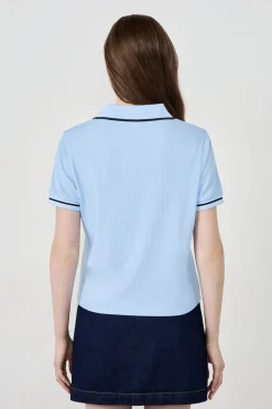 Hot ETAM Polo de manga corta de algodón AZUL
