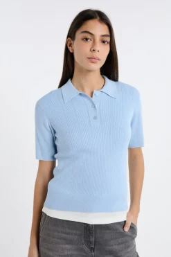 Online ETAM Polo de manga corta de punto fino AZUL