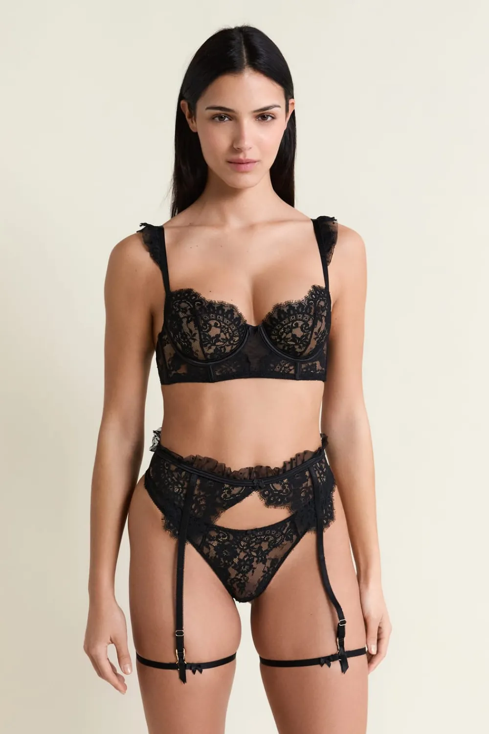Sale ETAM Porte-jarretelles en dentelle NOIR