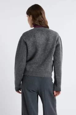 Best ETAM Pull col rond à motifs GRIS CLAIR