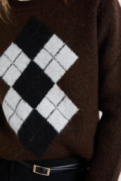 Sale ETAM Pull col rond à motifs CHOCOLAT