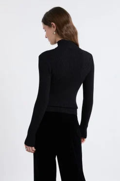 Discount ETAM Pull en tricot irisé à col montant NOIR