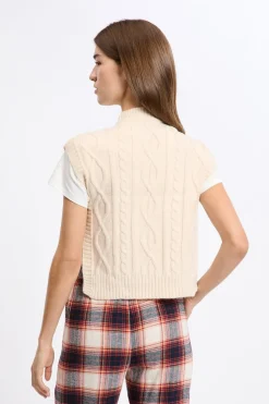 Sale ETAM Pull sans manches à nouer ECRU