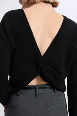 Hot ETAM Pull torsadé dos nu NOIR