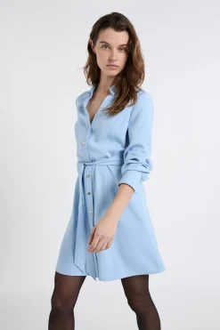 Discount ETAM Robe courte avec col chemise BLEU