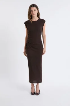 Online ETAM Robe longue fendue MARRON