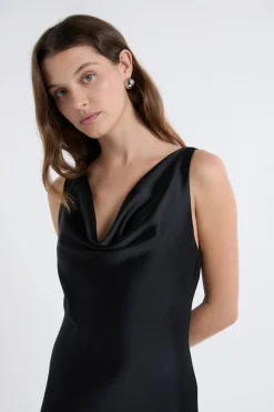 Hot ETAM Robe longue satinée NOIR