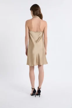 Outlet ETAM Robe satinée avec col benitier OR