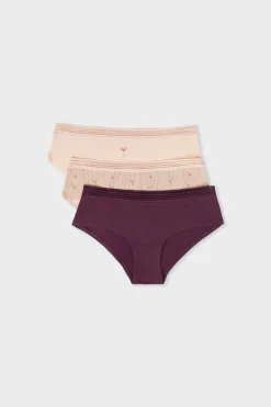 Best ETAM Set de 3 bragas culottes de algodón MORADO