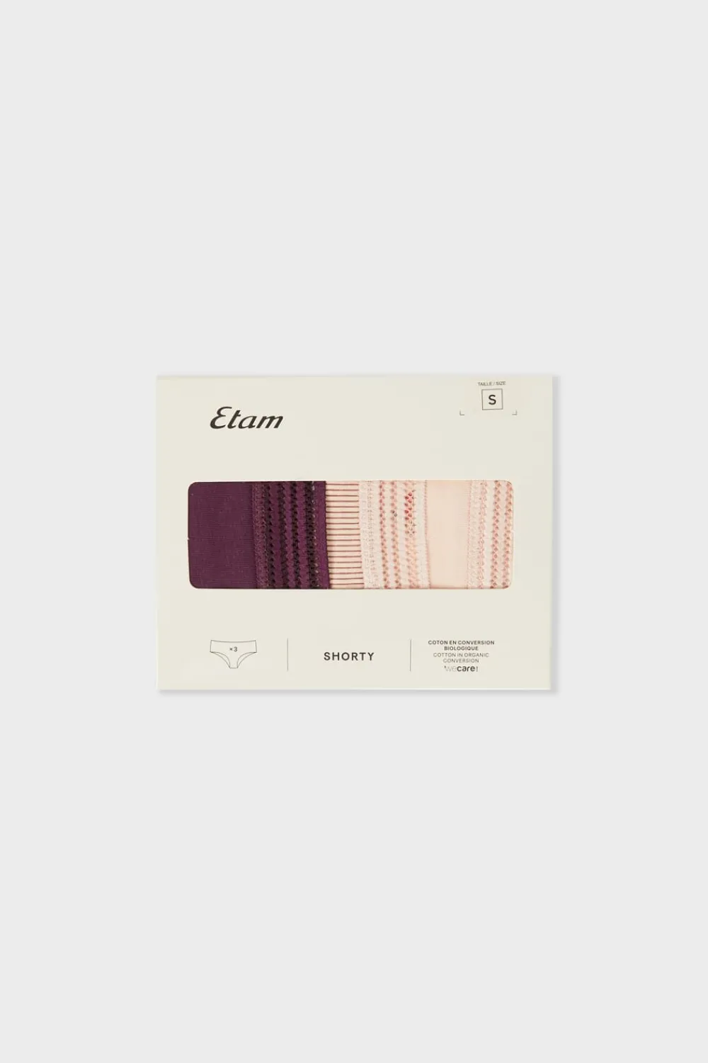 Best ETAM Set de 3 bragas culottes de algodón MORADO