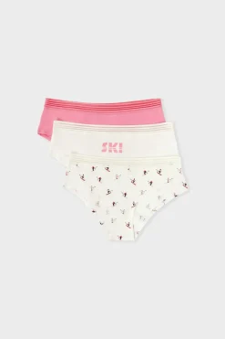 ETAM Set de 3 bragas culottes de algodón y encaje con motivos ROSA