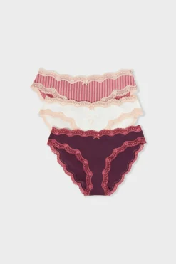 Discount ETAM Set de 3 bragas de algodón MORADO
