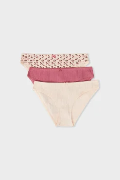 Best ETAM Set de 3 bragas de algodón ROSA EMPOLVADO