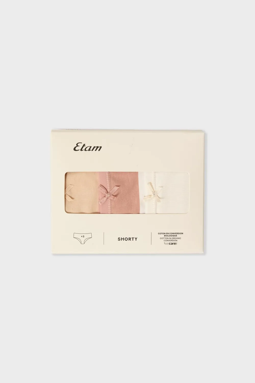 New ETAM Set de 3 braguitas culotte de algodón orgánico BLANCO ROTO