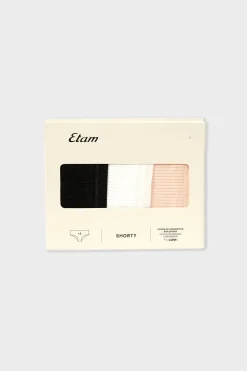 Outlet ETAM Set de 3 braguitas culotte de algodón ROSA NUDE