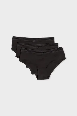 New ETAM Set de 3 braguitas culotte de algodón y encaje NEGRO