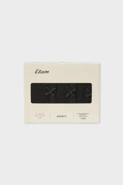 Outlet ETAM Set de 3 braguitas culotte de algodón orgánico NEGRO