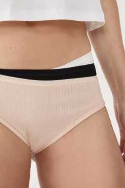 Outlet ETAM Set de 3 braguitas de algodón ROSA NUDE
