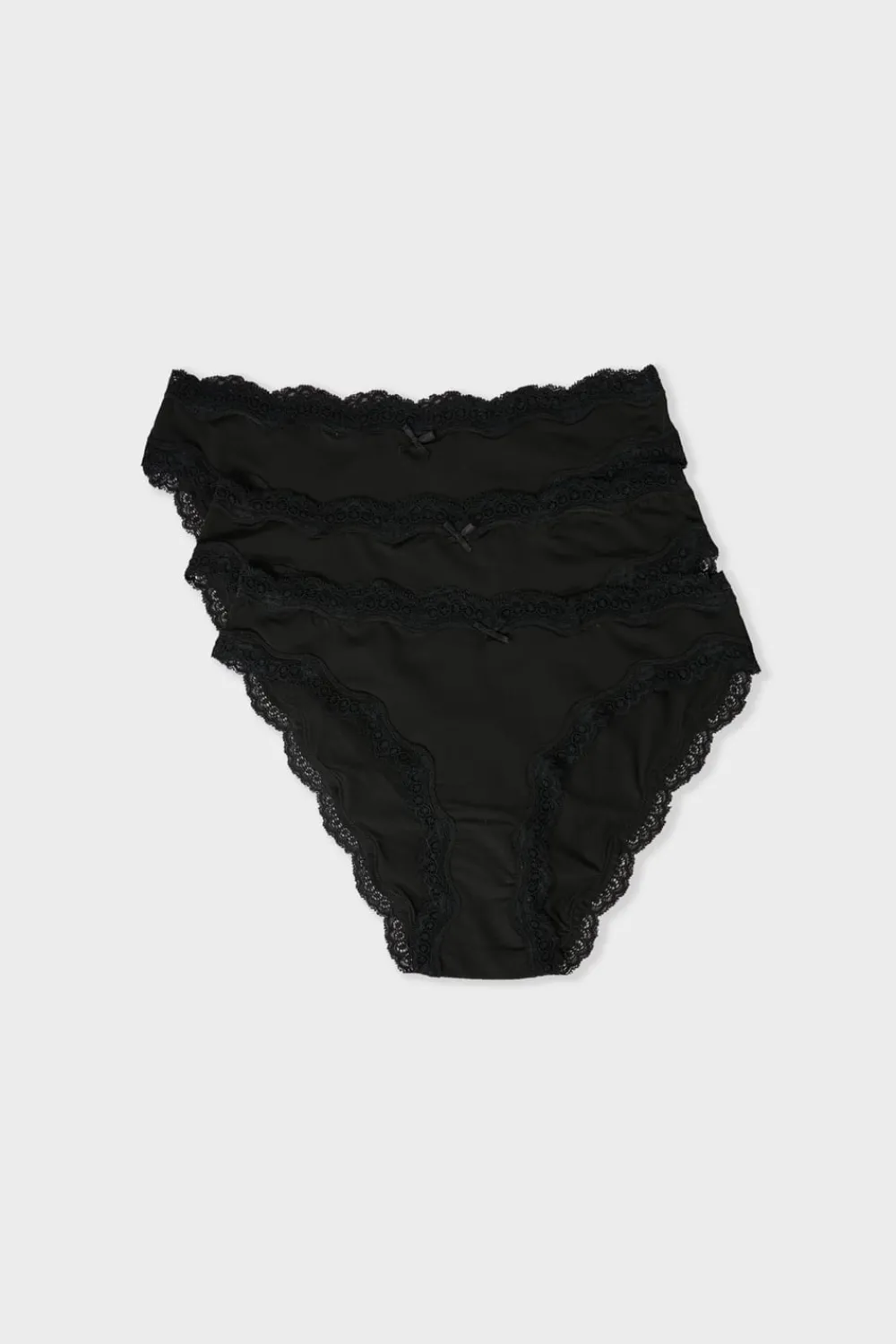 Sale ETAM Set de 3 braguitas de microfibra y encaje NEGRO