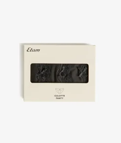 Sale ETAM Set de 3 braguitas de microfibra y encaje NEGRO