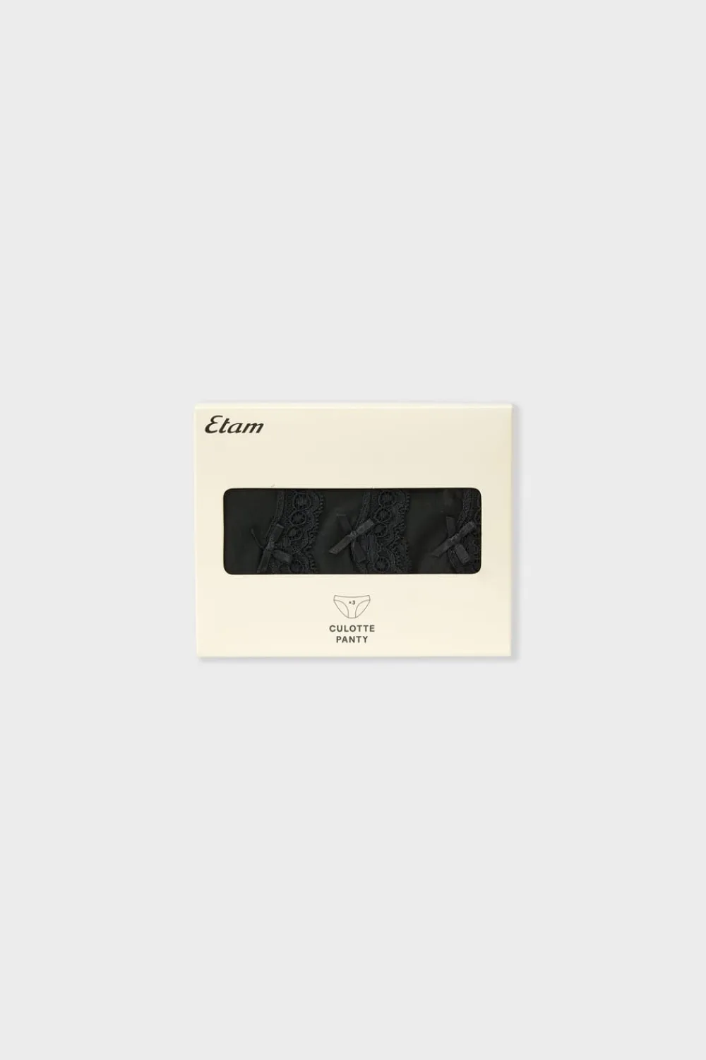 Sale ETAM Set de 3 braguitas de microfibra y encaje NEGRO