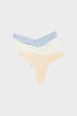 Sale ETAM Set de 3 tangas de algodón CRUDO