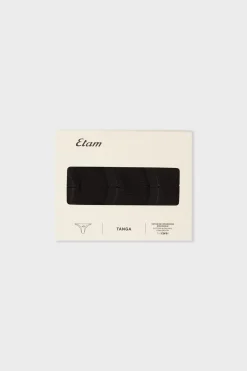 Discount ETAM Set de 3 tangas de algodón NEGRO