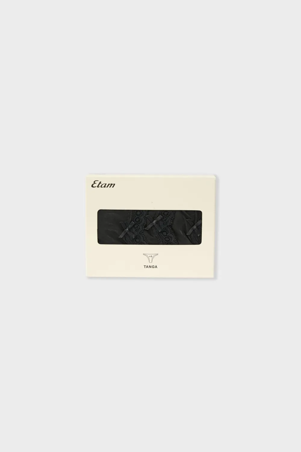 Outlet ETAM Set de 3 tangas de microfibra y encaje NEGRO