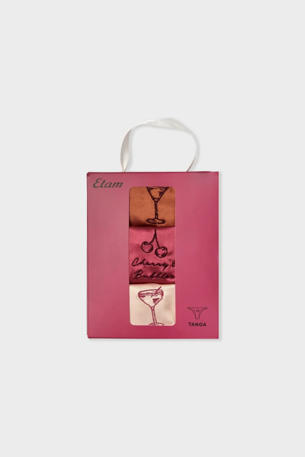 Sale ETAM Set de 3 tangas satinados rosa nude