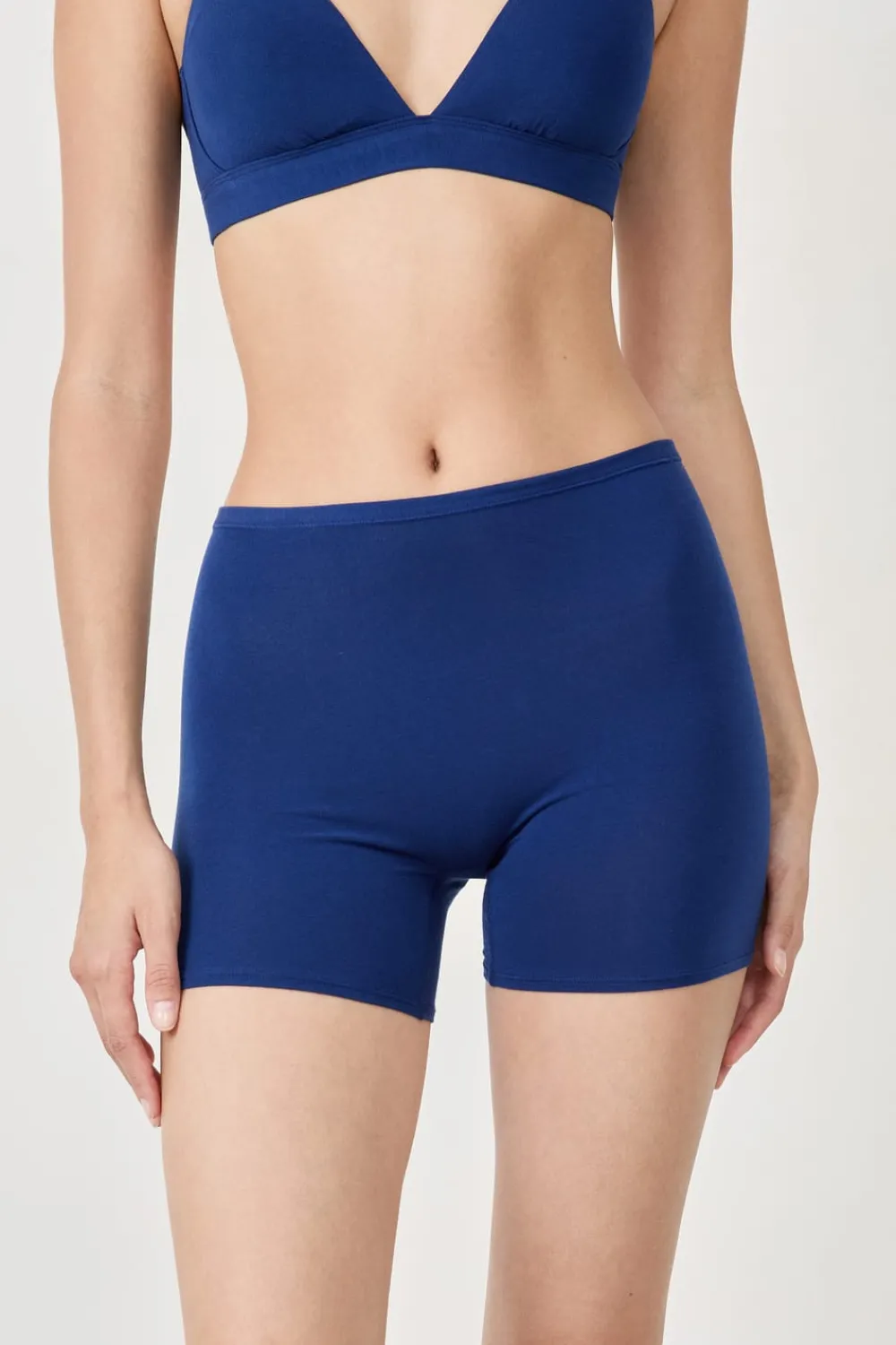 Clearance ETAM Short ciclista de algodón orgánico elástico MARINO