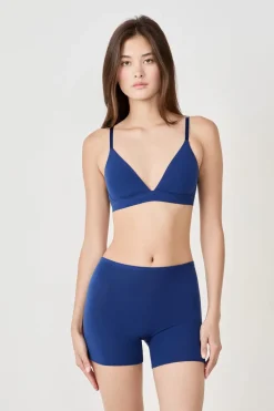 Clearance ETAM Short ciclista de algodón orgánico elástico MARINO