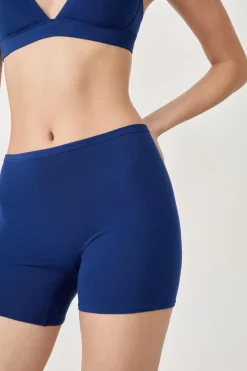 Clearance ETAM Short ciclista de algodón orgánico elástico MARINO