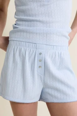 New ETAM Short de pyjama en coton en pointelle BLEU AZUR