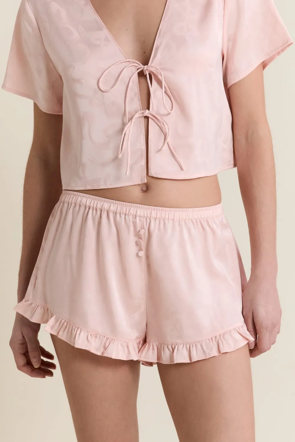 Sale ETAM Short de pyjama satiné IMP FOND ROSE