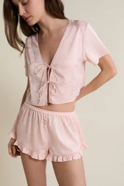Sale ETAM Short de pyjama satiné IMP FOND ROSE