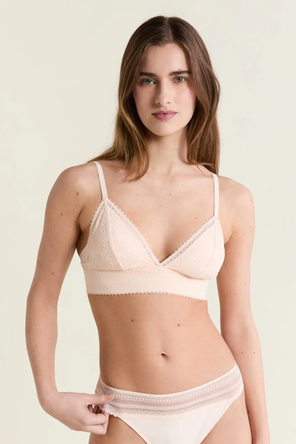 Discount ETAM Soutien-gorge N.8 - Le triangle sans armatures en dentelle BLUSH