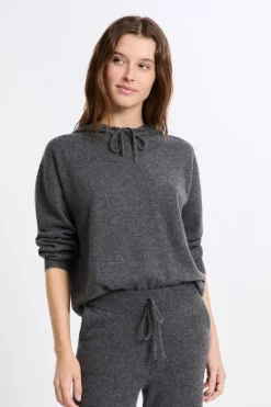 Outlet ETAM Sudadera con capucha de cashmere ANTRACITA