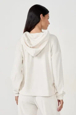 Best ETAM Sudadera con capucha efecto terciopelo ECRU