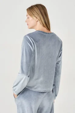 Discount ETAM Sudadera con efecto terciopelo AZUL