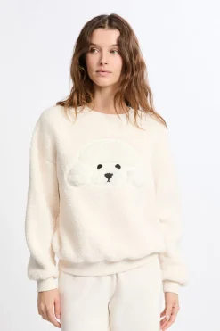 Outlet ETAM Sudadera con estampado de perro y efecto polar CRUDO